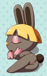 1girls after_sex animal_crossing anus ass bangs blonde_hair blunt_bangs bonbon_(animal_crossing) bunny_ears bunny_girl bunny_tail closed_eyes cum cum_in_ass cum_inside eyelashes eyeshadow female female_only fur furry furry_ears furry_only furry_tail grey_body grey_fur hand_on_cheek lagomorph lagomorph_humanoid nintendo nude nude_female open_mouth pussy pussy_juice resting simple_background solo solo_female soubriquetrouge star tail yellow_nose