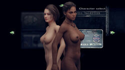 2girls 3d 3d_(artwork) 4k absurdres akikosdream areolae blender breasts capcom casual casual_nudity character_select dark-skinned_female dark_skin female female_only highres human jill_valentine jill_valentine_(sasha_zotova) necklace nipples nude resident_evil resident_evil_3 resident_evil_3_remake resident_evil_5 sheva_alomar