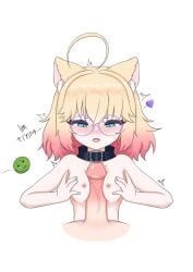 1boy1girl ahoge boobjob cat cat_ears catgirl collar hetero indie_virtual_youtuber minikomew szpecter tiny_breasts vedal987 virtual_youtuber