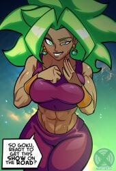 abs asking_for_it big_breasts breasts breasts_out caulifla child_bearing_hips close-up crimsoncoax dark-skinned_female dragon_ball dragon_ball_super fit fit_female gigantic_thighs green_hair hips hourglass_figure huge_breasts huge_thighs imminent_sex juicy_thighs kale kefla meaty_thighs muscular_female saiyan smug tan_skin thick_thighs thighs toned toned_female wide_hips