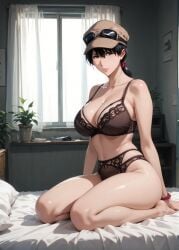 1girls 2d ai_generated ass big_ass big_breasts black_hair bleach bleach:_the_thousand-year_blood_war bra breasts brown_eyes curvaceous curvaceous_female curvaceous_figure curvy curvy_figure dark_eyes hat high_quality hourglass_figure huge_breasts ikumi_unagiya inviting_to_sex kneeling large_breasts light-skin light-skinned_female lingerie lips low_ponytail mature mature_female mature_woman medium_hair milf milf-master mommy on_bed pale-skin pale-skinned_female panties ponytail posing sagging_breasts seductive seductive_look sexy_pose short_ponytail side_view sideboob sitting sitting_on_bed stable_diffusion tagmeo thick_ass thick_butt thick_thighs thighs unagiya_ikumi wide_hips