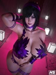 1girls 3d anko_hagiwara areolae big_breasts black_hair breasts hagiwara_studio headband hi_res highres large_breasts long_hair milf original_character red_eyes solo solo_female tagme