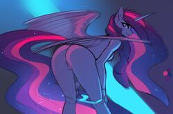 alicorn anthro ass breasts clothing equid female friendship_is_magic furry genitals horn looking_back mammal my_little_pony nightskrill nude panties panties_down princess_twilight_sparkle_(mlp) pussy solo twilight_sparkle_(mlp) underwear wings