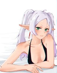 1girls absurd_res absurdres armpits babywipes bare_armpits bare_arms bare_chest bare_hands bare_shoulders bare_skin bikini black_bikini black_swimsuit black_swimwear breasts cleavage closed_mouth_smile collarbone dot_nose ear_piercing ear_piercings earrings elbows elf elf_ear elf_ears elf_female elf_girl exposed_armpits exposed_arms exposed_chest exposed_shoulders exposed_skin fair_skin female female_focus female_only fingers frieren frieren_beyond_journey's_end green_eyes green_eyes_female head_tilt high_resolution highres lean_body lean_figure light-skined_female light-skinned light-skinned_female light_skin light_skin_female light_skinned light_skinned_female long_hair looking_at_viewer narrow_waist parted_bangs petite petite_body petite_breasts petite_female petite_girl petite_tits pierced_ear pierced_ears pointy_ears shiny_breasts shiny_hair shiny_shoulders shiny_skin shoulders silver_hair silver_hair_female slender_body slender_waist slim_girl slim_waist small_breasts smile smiley_face smiling smiling_at_viewer smirk smooth_skin solo sousou_no_frieren swimsuit swimwear thin_waist tilted_head twintails twintails_(hairstyle) upper_body white_eyebrows white_hair white_hair_female