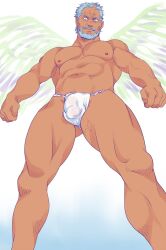 balls bara beard bulge facial_hair flaccid fundoshi fundoshi_only goshingo1 hogen_(tokyo_afterschool_summoners) horn male male_only muscles muscular penis solo solo_male tokyo_afterschool_summoners