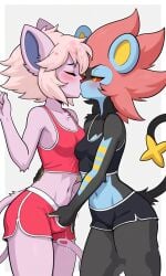 ai_assisted ai_generated barbara_the_luxray espeon fingering_partner fingering_pussy fingering_through_clothes fingering_through_panties fingering_under_clothes furry furry_female furry_only lesbian_couple lesbian_kiss lesbian_sex luxray pokemon rebecca_the_espeon yuri