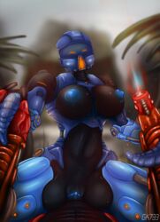 1boy 1girls anthro bionicle breasts cowgirl_position gali gk733 hand_holding holding_hands lego penetration pov pussy straight tahu vaginal_penetration