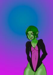 beast_boy beast_girl_(dc) dc female genderswap heroglyph rule_63 smile swimsuit teen_titans