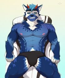 7parkys abs anthro arm_tuft ass balls big_balls big_bulge big_penis black_eyes blue_body blue_fur blue_hair breasts bulge canid canine canis chair cheek_tuft clothed clothing crotch_tuft detailed details digital_media_(artwork) erection facial_tuft fangs fluffy front_view fur fur_markings furniture furry genitals green_eyes hair hi_res horn humanoid humanoid_genitalia humanoid_penis hybrid hyena jaycemutt joyful looking_at_viewer male mammal markings multicolored_body multicolored_hair muscular muscular_anthro muscular_male neck_tuft nipples nude nude_anthro nude_male on_chair pecs penis piercing pinup pose presenting presenting_balls presenting_penis pubes rear_view red_paws ring_piercing sad sexy_eyes shadow sitting sitting_on_chair smile solo solo_male standing tail teeth teeth_showing tuft tufted_fur two_tone_hair underwear underwear_only white_body white_fur white_paws wolf