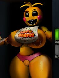 crabtopus crotchless doorway female female_focus female_only five_nights_at_freddy's_2 looking_at_viewer nipple_piercing pierced_nipples toy_chica_(fnaf)