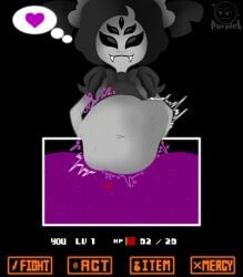 5_eyes [[heart_shaped_object]] belly big_belly digestion digestion_noises game_mechanics muffet purplel soul spider_girl stomach_bulge struggling struggling_prey undertale undertale_(series) vore vore_belly