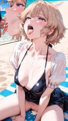 1girls after_rape after_vaginal ai_generated beach black_dress black_swimsuit blonde_female blonde_hair blowjob blowjob_face cum cum_in_mouth cum_in_pussy cum_inside cum_on_body cum_on_breasts cum_on_face dress_swimsuit female iwanaga_kotoko kyokou_suiri medium_breasts multiple_views nnnyr oral perfect_body pleasure_face puffy_sleeves purple_eyes short_hair sitting sitting_on_beach sitting_on_sand spread_legs stable_diffusion sucking sucking_penis swim_dress tongue tongue_out visible_pussy wavy_hair