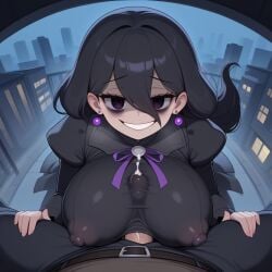 ai_generated big_breast boobjob c.c.leah cum_on_clothes hag hag_maniac_(z-a) hex_maniac hex_mom nipples_visible_through_clothing pokemon pokemon_legends_z-a pokemon_za titjob