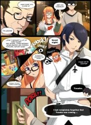 1boy 1girls clothed clothed_female clothed_male comic comic_page female glasses karbuitt male page_2 persona persona_5 ren_amamiya sakura_futaba sega sojiro_sakura wink yusuke_kitagawa