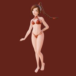 3d avatar_the_last_airbender bra braided_ponytail brown_background brown_eyes brown_hair brunette cleavage female female_focus female_only happy happy_female lia3d lingerie lingerie_only medium_breasts noblewoman panties pose posing simple_background solo solo_female solo_focus tied_hair ty_lee wink winking_at_viewer