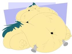 bbm big_breasts breasts castdraws_(artist) cleavage huge_breasts moobs overweight pokemon pokemon_(species) thick_thighs typhlosion wide_hips