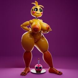 3d_(artwork) absurd_res animatronic antenna_hair anthro areola avian beakless big_areola big_breasts bird bite biting_lip blender_(artwork) breasts chicken cupcake_(fnaf) curvy_anthro curvy_female curvy_figure digital_media_(artwork) female five_nights_at_freddy's five_nights_at_freddy's_2 galliform gallus_(genus) genitals hair hand_on_breast hand_on_hip hi_res huge_breasts looking_at_viewer lovetaste_chica machine nipple_piercing nipples nude nude_anthro nude_female oddbaals orange_nipples phasianid piercing pussy robot robot_anthro scottgames smile smiling_at_viewer solo tail thick_thighs toy_chica_(fnaf) wide_hips yellow_body yellow_skin