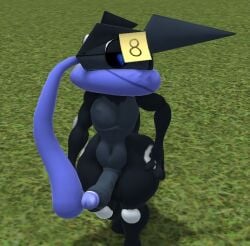 1boy 3d 8-ball_(8ballfroggi) 8ballfroggi amphibian ass big_ass big_butt black_body blue_tongue bubble_ass bubble_butt curvy curvy_male femboy feminine_male frog gen_6_pokemon girly greninja hand_on_ass hand_on_butt hand_on_hip male male_only nintendo number penis pokemon pseudo_scarf sticky_note tagme tail thick_ass thick_thighs