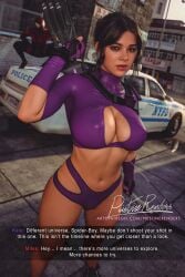 1girl1boy ass avengers big_ass big_breasts big_penis blacked_female bra couple_love dark-skinned_male hawkeye_(series) hero heroine kate_bishop latino light-skinned_female male/female marvel marvel_comics miles_morales nervous_smile panties sexy_pose spider-man spider-man_(series) superheroine young_avengers younger_female younger_male