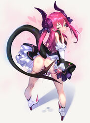 ass elizabeth_bathory_(fate) fate/grand_order fate_(series) heels horns masturbation mhk_(mechamania) pantsu panty_pull pointy_ears pussy_juice skirt_lift tail