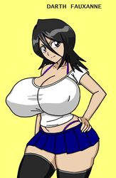 1girls alternate_breast_size big_breasts black_hair bleach boobs breasts busty curvaceous curvy curvy_body curvy_female curvy_figure darth_fauxanne_(artist) female female_focus huge_breasts kuchiki_rukia large_breasts miniskirt thighhighs voluptuous