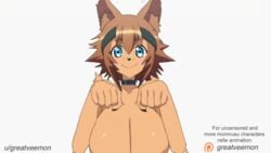 1girls animal_ears animated animated_gif anthro bouncing_breasts censored female female_focus female_only fur_covered_monstergirl furry greatveemon monster_girl monster_musume_no_iru_nichijou polt_(monster_musume) solo tagme tomboy