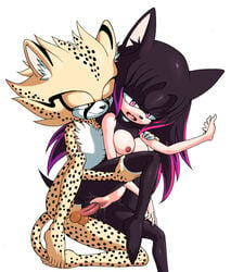 amber_eyes anthro balls barefoot black_body black_fur black_hair bodily_fluids breasts cheetah chest_tuft choker dash-the-cheetah dash_the_cheetah duo erection eulipotyphlan fan_character feet felid feline female fur genital_fluids genitals hair half-closed_eyes hedgehog hi_res highlights_(coloring) humanoid_feet inner_ear_fluff jewelry leg_grab male mammal mobian_(species) narrowed_eyes necklace nipples nude open_mouth original_character penetration penis pink_eyes purple_highlights pussy pussy_juice raised_leg sex smile soles sonic_(series) sonic_fan_characters sonic_oc sonic_team sonic_the_hedgehog_(series) spots spotted_body spotted_fur straight toes tuft vaginal_penetration yalu_the_hedgehog