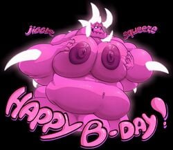 1boy 1male areolae belly big_chest breasts bright_pupils cartoon_network erect_nipples fat gem_(species) glowing_horns glowing_spikes horns hyper hyper_breasts hyper_fat kaiju looking_at_viewer male male_only male_with_breasts monster monster_steven moobs nipples overweight overweight_male penis pink_skin solo spikes steven_quartz_universe steven_universe steven_universe_future wolfbear303