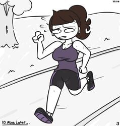 1girls 2020 airpods booty_shorts breasts brown_hair comic female jaiden jaiden_animations jaiden_smut ponytail short_hair simple_background slobbyslapper sssir sssir8 sweat white_background white_skin youtube youtuber