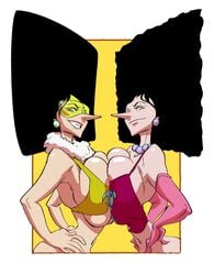 big_breasts breast_press female female_only kiwi_(one_piece) mozu_(one_piece) one_piece pointy_nose sisters slb symmetrical_docking