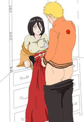 1boy 1girls artist_request ass bandage bandaged_arm big_breasts blonde_hair boruto:_naruto_next_generations breast_grab breast_squeeze breasts brown_hair busty clothing erection female fucked_through_clothes fucked_through_hakama fucked_through_skirt fully_clothed grope groping hakama hand_on_breast holding_penis hyuuga_hanabi large_breasts male naruto naruto_(series) nipple_bulge nipples pants_down penis purple_eyes rape sex skirt straight uzumaki_naruto whisker_markings whiskers yellow_hair yukata