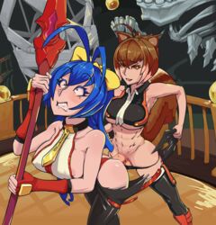 1futa 1girls abs ahe_gao anal animal_ears areola_slip big_ass big_butt big_penis big_testicles blazblue blue_hair bottomless boxman breasts canon_genderswap futa_on_female futanari large_breasts mai_natsume makoto_nanaya nipple_bulge nipples penis rape red_panties ripped_clothing sex shocked shocked_expression sideboob standing standing_sex surprised torn_clothes