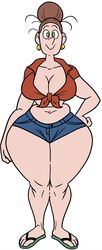 belly_out big_ass big_breasts elora_claire_(wappah) female female_only green_eyes smile thick_thighs top_knot wappah