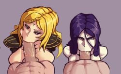 2boys 2girls :>= big_ass big_balls big_breasts big_penis black_hair blonde_hair boxman drag-on_dragoon drag-on_dragoon_3 drakengard_3 fellatio female five_(drag-on_dragoon) five_(drakengard) large_breasts male multiple_penises nude oral pov sex shoulder_armor side-by-side sisters three_(drag-on_dragoon) three_(drakengard)