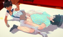 animal_ears bed cat_ears cum_in_pussy cum_inside flat_chest hidden koikatsu netorare short_hair tomboy