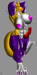 1futa anthro balless big_breasts bigshow breasts digimon digimon_(species) erection furry futanari genitals herm hi_res huge_breasts intersex muscular penis renamon renamorph solo solo_futa