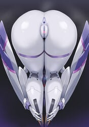 anus ass bent_over censored chlorophytum darling_in_the_franxx female genitals heart hi_res humanoid looking_at_viewer looking_through_legs machine pochincoff presenting presenting_hindquarters pussy robot robot_humanoid simple_background solo studio_trigger