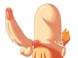 animated big_breasts breasts full-package_futanari futa_on_futa futa_only futanari hyper hyper_penis mformental orange_hair ponytail sex stomach_bulge