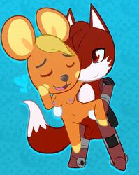 animal_crossing anthro anthro_on_anthro anthro_penetrated anthro_penetrating anthro_penetrating_anthro balls bettina_(animal_crossing) blonde_hair blue_background breasts canid canine closed_eyes dipstick_tail duo erection eyebrows female female_penetrated fox from_behind_position fur furry furry_only genitals gloves_(marking) grey_eyebrows grey_nose hair heart interspecies leg_markings male male/female male_penetrating male_penetrating_female mammal markings mouse multicolored_body multicolored_fur multicolored_tail murid murine naked nintendo nipples nude open_mouth open_smile orange_body orange_fur penetration penis pink_nipples prosthetic prosthetic_limb pussy red_balls red_body red_eyes red_fur red_hair red_penis rodent sex short_hair simple_background small_breasts smile socks_(marking) standing standing_sex straight tail thanu two_tone_body two_tone_fur two_tone_tail vaginal_penetration video_games white_body white_fur yellow_body yellow_fur