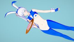 3d blue_eyes bunny_ears condom extremesoda reverse_bunnysuit rwby tagme weiss_schnee white_hair