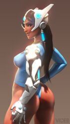 1girls 3d ass big_ass blizzard_entertainment blue-tinted_eyewear brown_hair clothed dark-skinned_female dat_ass female female_only indian long_hair looking_at_viewer meme nipple_bulge nipples_visible_through_clothing ok_sign overwatch overwatch_2 overwatch_league satya_vaswani smile solo solo_female symmetra thong_leotard tinted_eyewear vicer34 visor yellow_eyes