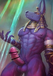 anthro anubian_jackal anubis canine deity egyptian egyptian_mythology erection jackal male male_only penis solo syu_003