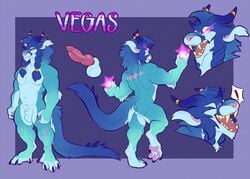 ! 5_fingers animal_genitalia blue_body blue_fur blue_hair claws digital_media_(artwork) erection fingers fur furry genitals hair horn igiveyoulemons male male_only model_sheet open_mouth pawpads paws pink_nose sheath smile solo standing teeth tongue tongue_out