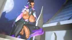 1futa 3d 4k absurdres areolae balls breasts brown_skin dark-skinned_futanari dark_skin dickgirl erection foreskin futa_only futanari highres huge_breasts huge_cock latina mitrild-sfm nipples overwatch penis solo solo_futa sombra source_filmmaker testicles uncut