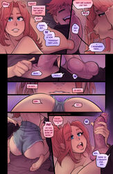 big_ass big_breasts brother_and_sister chloe_currey color comic dialogue handjob huge_cock incest melkor_mancin older_sister orange_hair original penis sister speech_bubble tagme tim_currey voluptuous younger_brother