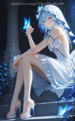 ai_generated blue_hair feet newstudioai shorekeeper_(wuthering_waves) wuthering_waves