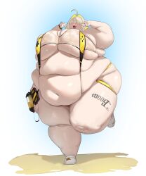 blonde_hair chunky elegg_(nikke) fat_female female obese obese_female plump plus_size softon ssbbw