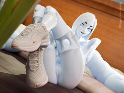 1girls 2025 3d 3d_(artwork) airie_(fortnite) alternate_version_available bed bed_sheet bedroom blender drdrigg epic_games female female_focus female_only fortnite fortnite:_battle_royale hi_res highres horny horny_female legs_up looking_at_viewer nike on_bed pose posing pussy pussy_lips see-through see-through_body see-through_skin showing_off sitting sneakers vagina watermark