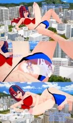 1futa 2girls 3d alear_(fire_emblem)_(female) bikini blue_hair city cock_vore commission cum ejaculation english_text female fire_emblem fire_emblem_engage fire_emblem_heroes futa_giantess futanari giantess giantess_futa growth huge_cock internal_view intersex koikatsu mia_(fire_emblem) multicolored_hair nintendo penis red_hair selena_(fire_emblem_fates) tagme text xavierhuge