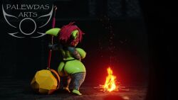 16:9 3d_(artwork) 4_fingers 4_toes amber_eyes animated areola armor ass belly big_breasts big_butt big_ears blush breasts campfire chainmail clothed clothing digital_media_(artwork) dungeon ear_piercing ear_ring fantasy feet female fingering fingers giant_hammer goblin goblin_female green_body hair hammer hi_res holding_object humanoid longer_than_30_seconds masturbation mina_(palewdasarts) nipple_piercing nipples paladin palewdas_arts palewdasarts_(modeler) piercing red_hair ring_piercing short_stack shortstack slightly_chubby solo tagme thick_thighs toes tools unconvincing_armor video widescreen